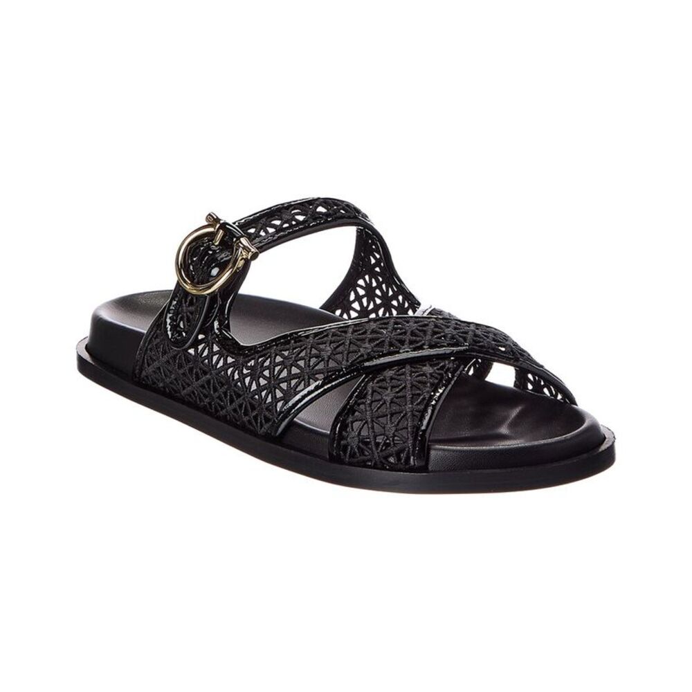 Ferragamo Cosmy Lace & Leather Sandal, Black